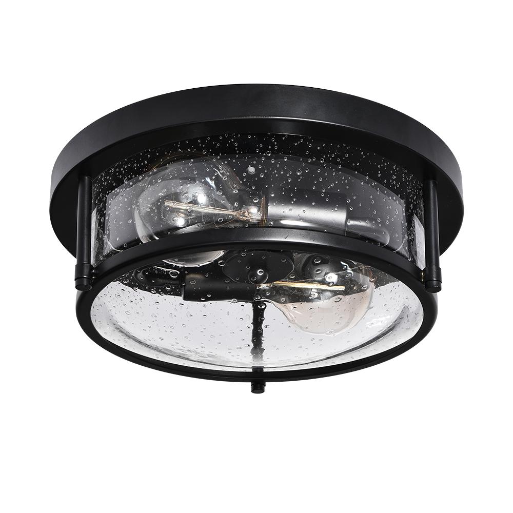 Black Seeded Glass Flush Mount