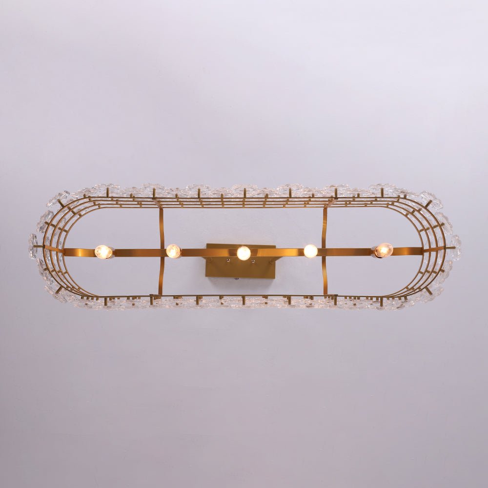 Bloom Art Deco Floral Glass Linear Cage Island Chandelier