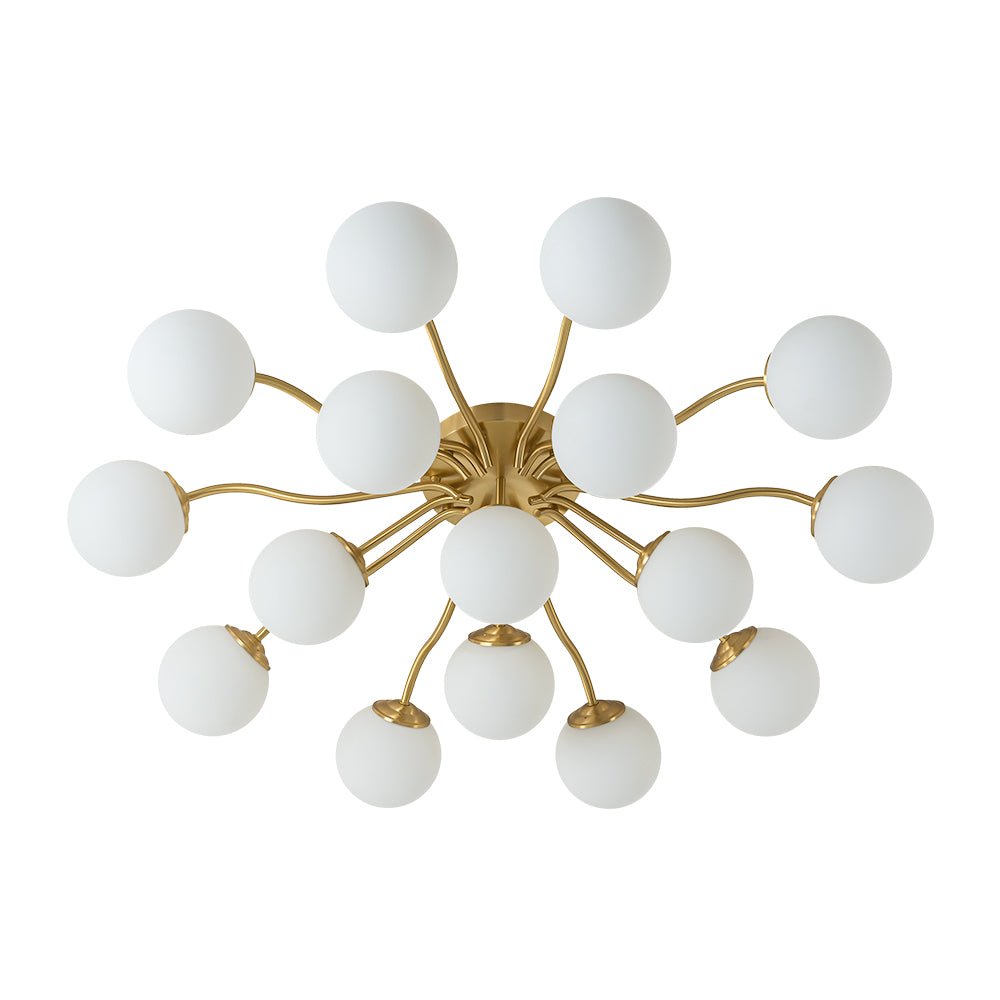 Bloom Brass Frosted Glass Bubble Semi Flush Chandelier