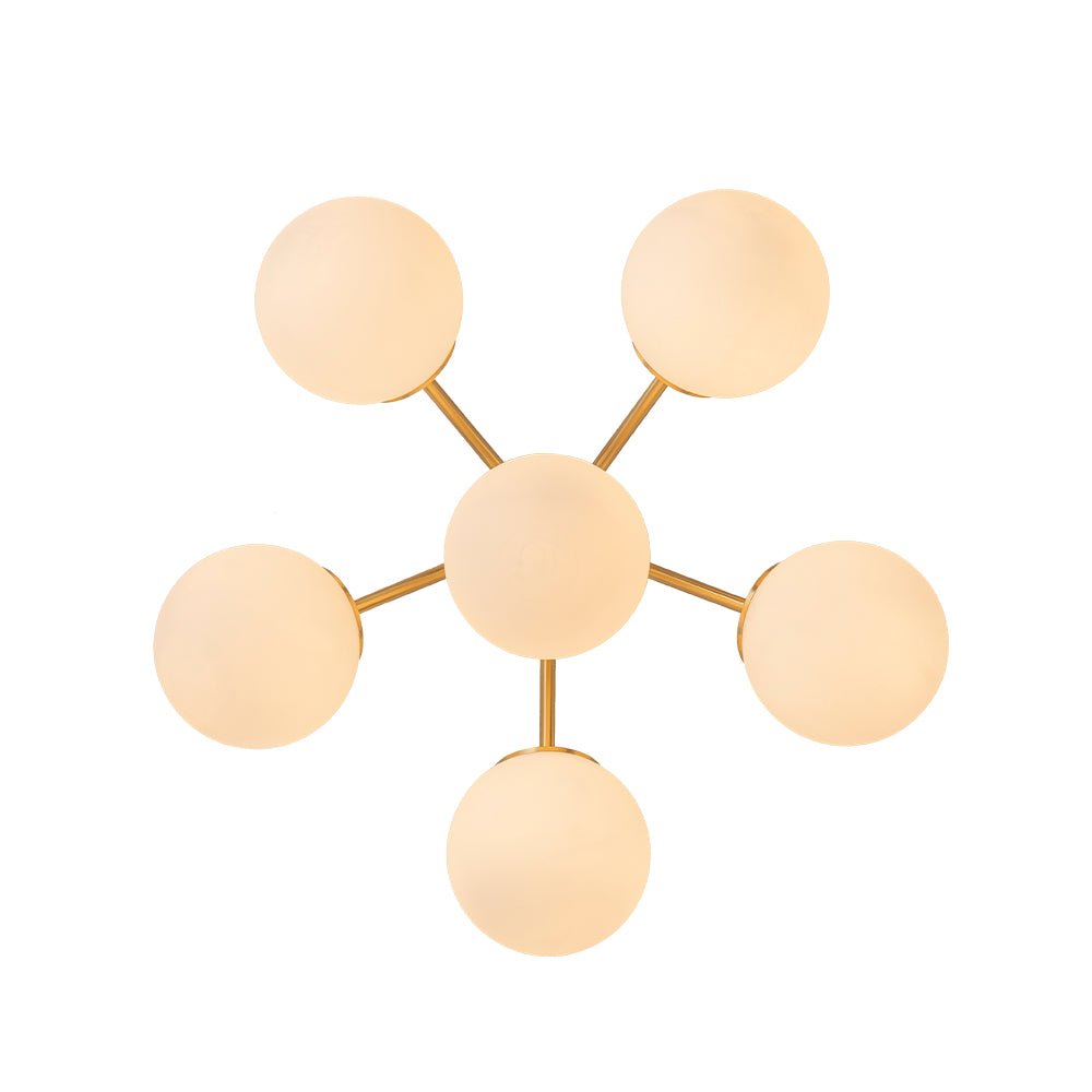 Bloom Brass Frosted Glass Bubble Semi Flush Chandelier
