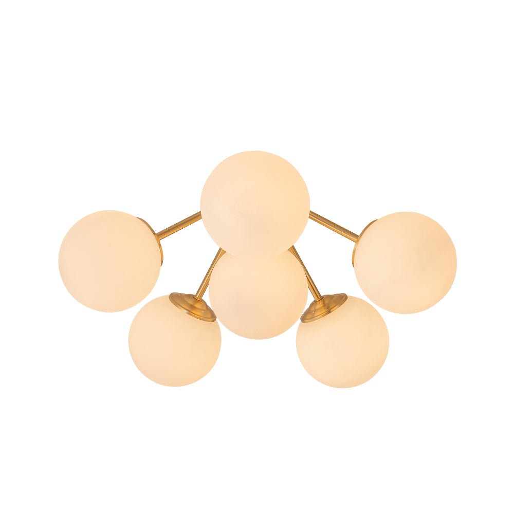 Bloom Brass Frosted Glass Bubble Semi Flush Chandelier