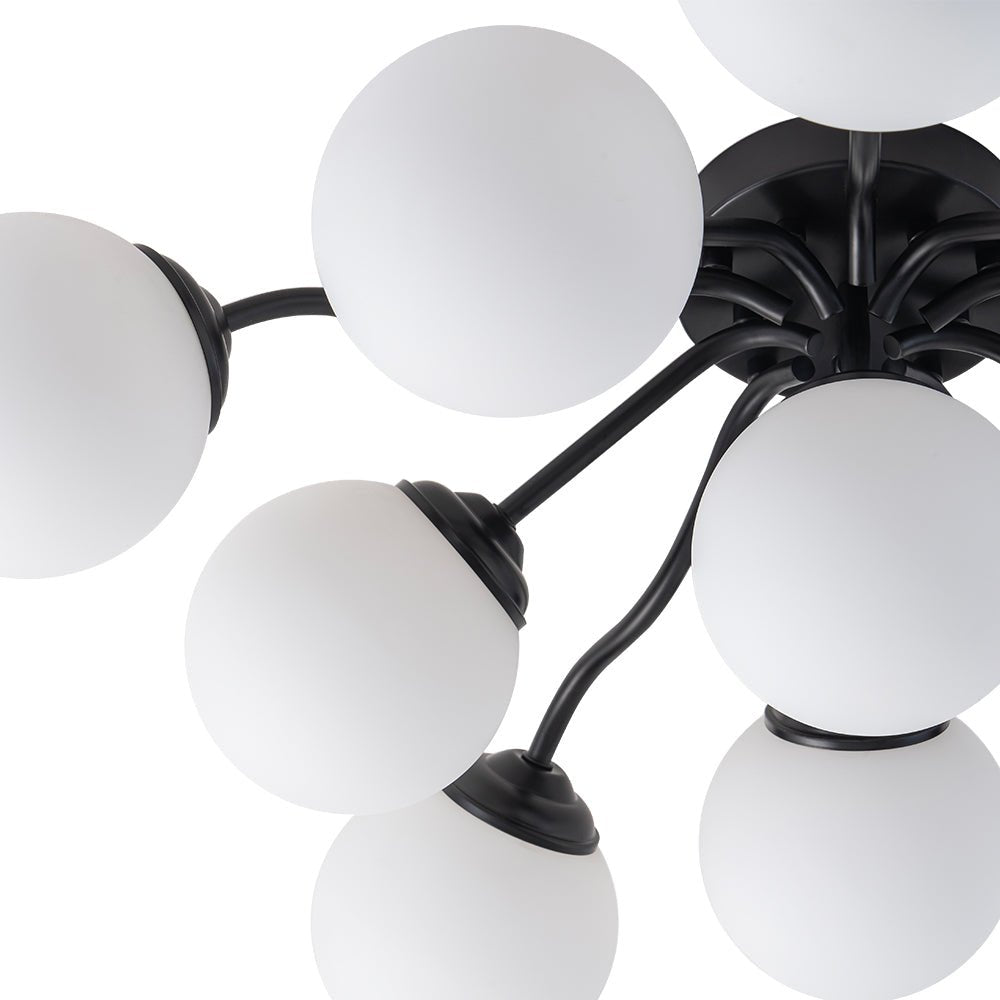 Bloom Brass Frosted Glass Bubble Semi Flush Chandelier