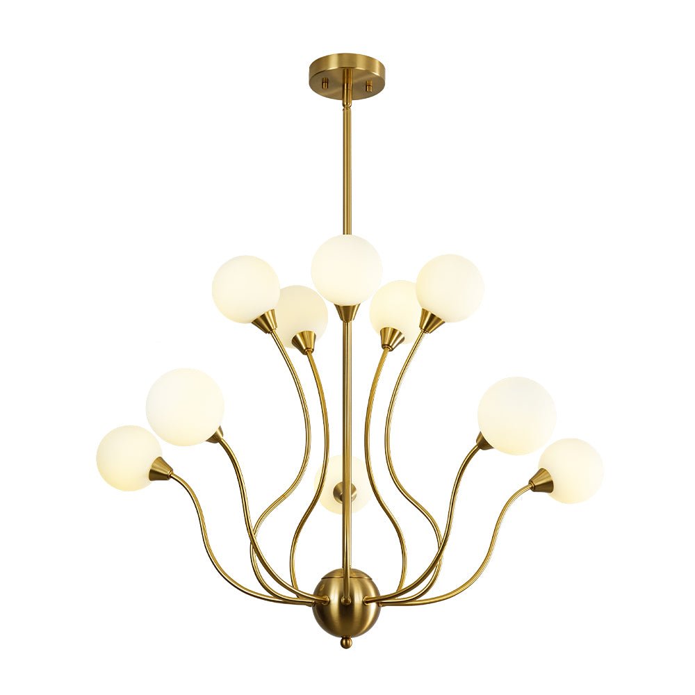 Bloom Frosted Glass Globe Bubble Brass Sputnik Chandelier