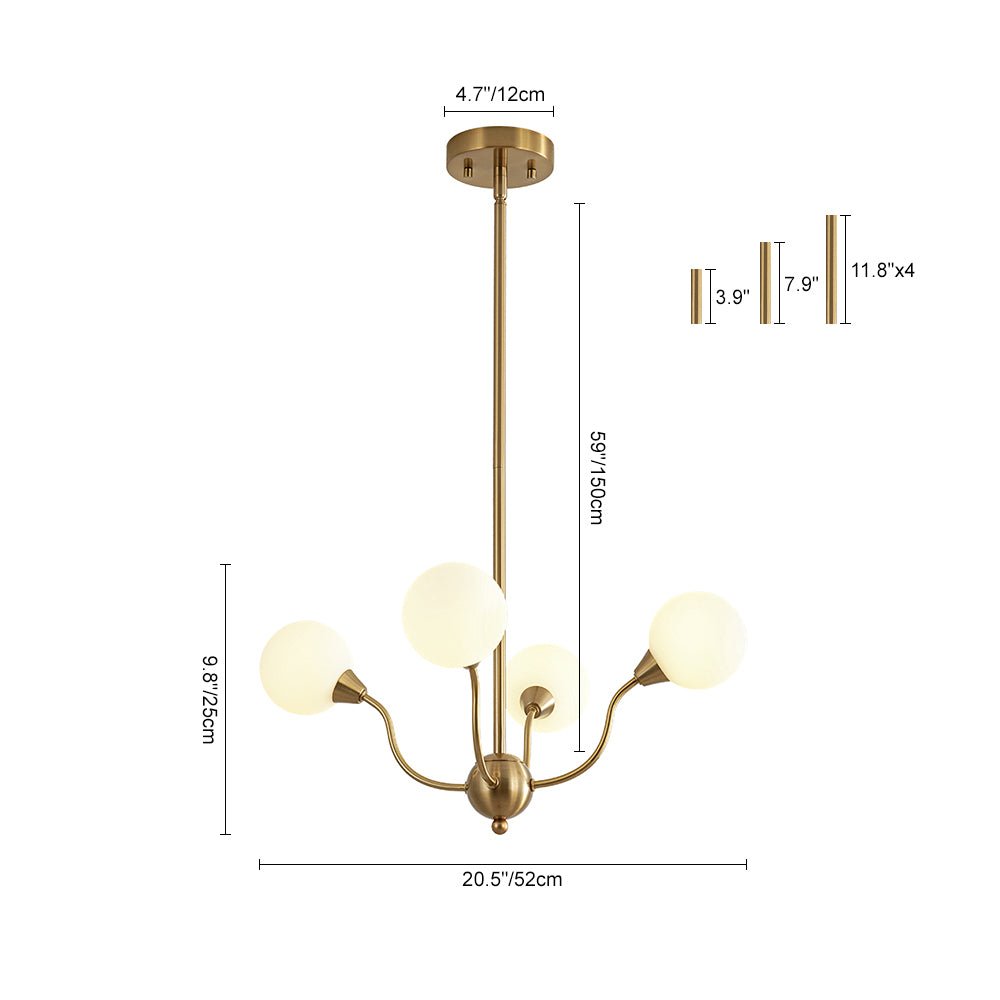 Bloom Frosted Glass Globe Bubble Brass Sputnik Chandelier