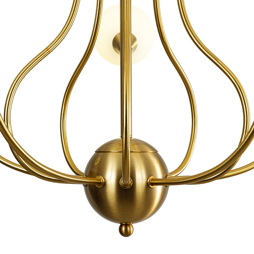 Bloom Frosted Glass Globe Bubble Brass Sputnik Chandelier