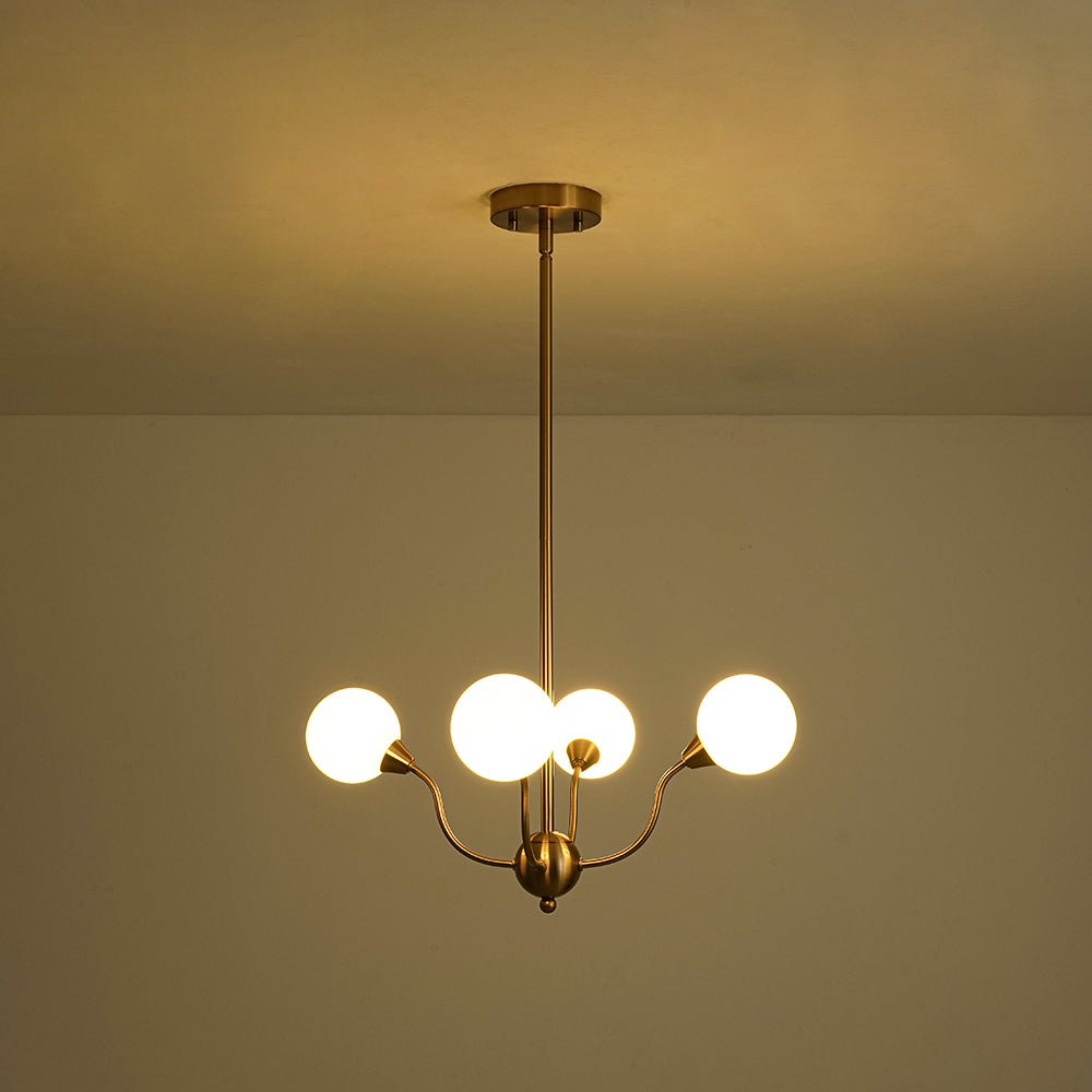 Bloom Frosted Glass Globe Bubble Brass Sputnik Chandelier