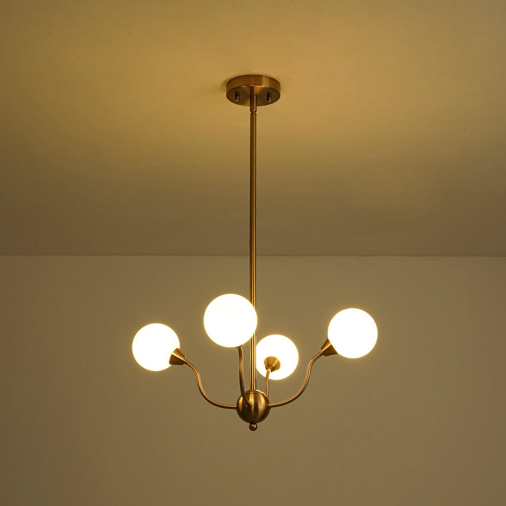 Bloom Frosted Glass Globe Bubble Brass Sputnik Chandelier