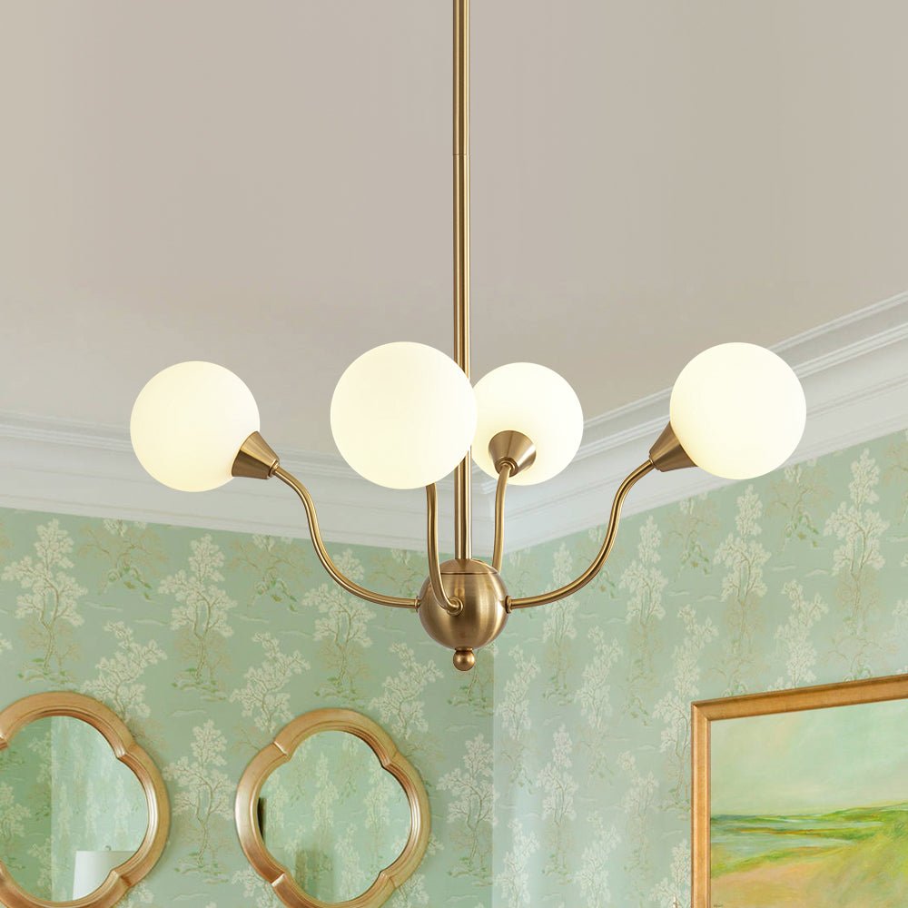 Bloom Frosted Glass Globe Bubble Brass Sputnik Chandelier