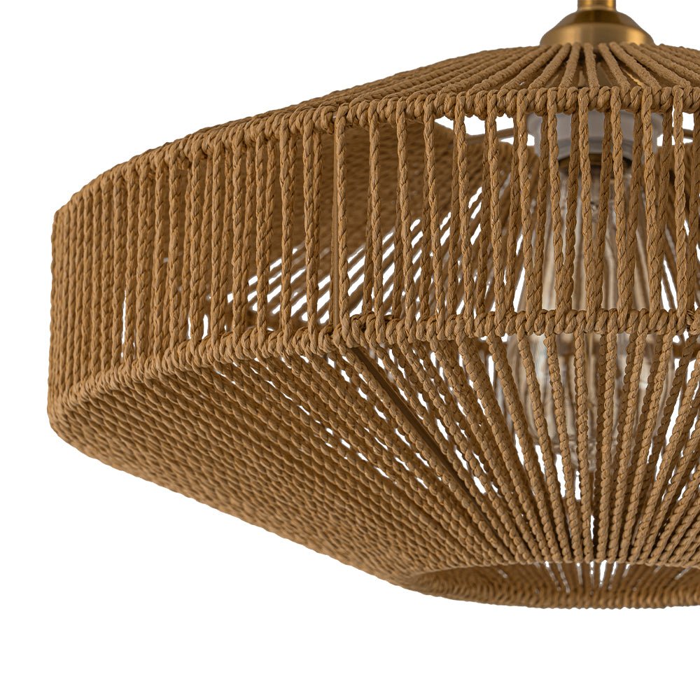 Bohemian Brown Woven Hemp Rope Cage Ceiling Light