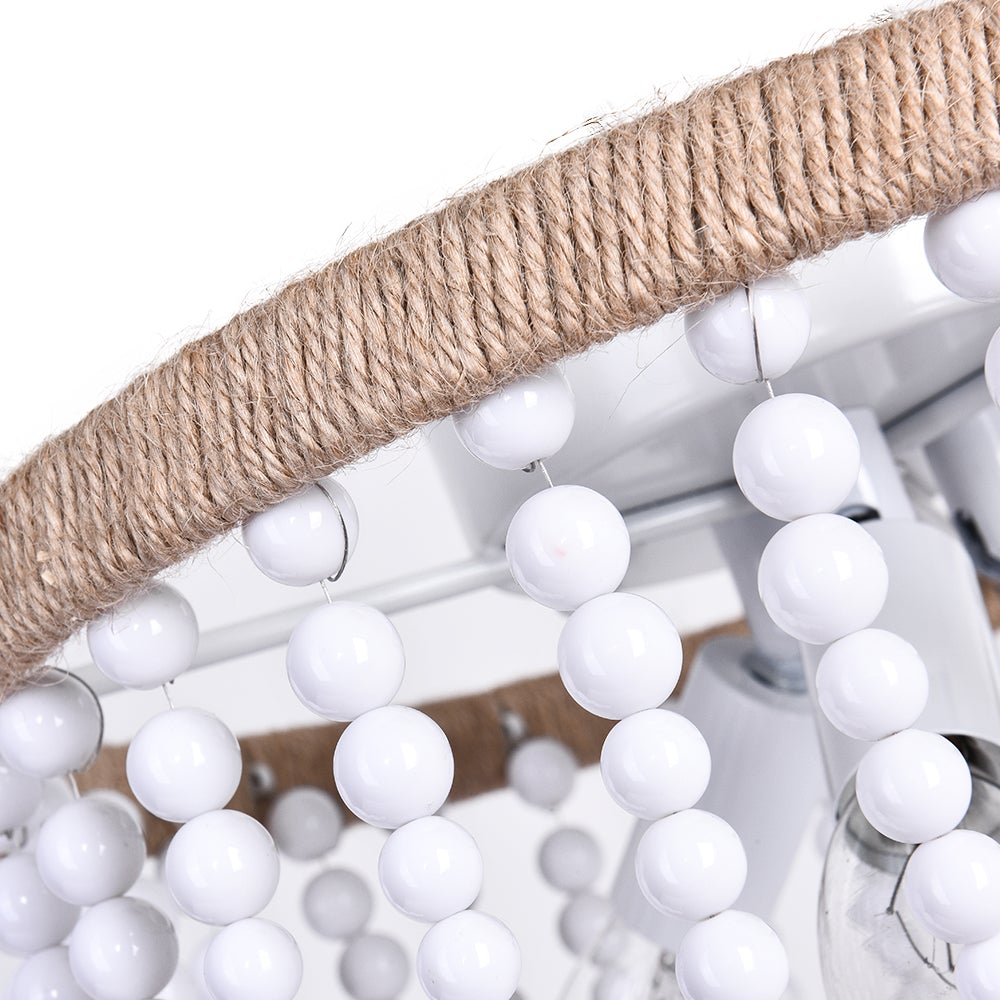 Bohemian White Bead Flush Mount