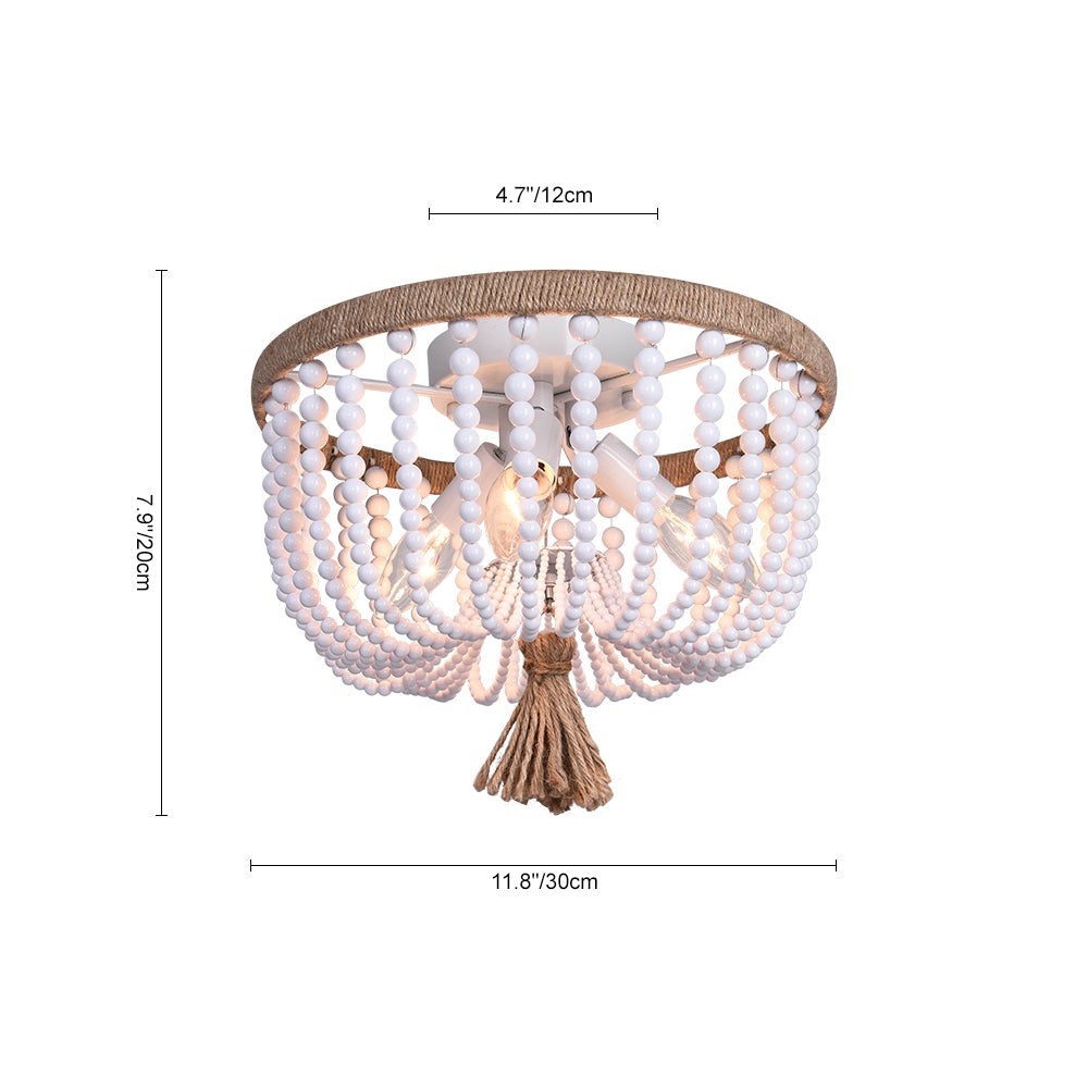 Bohemian White Bead Flush Mount