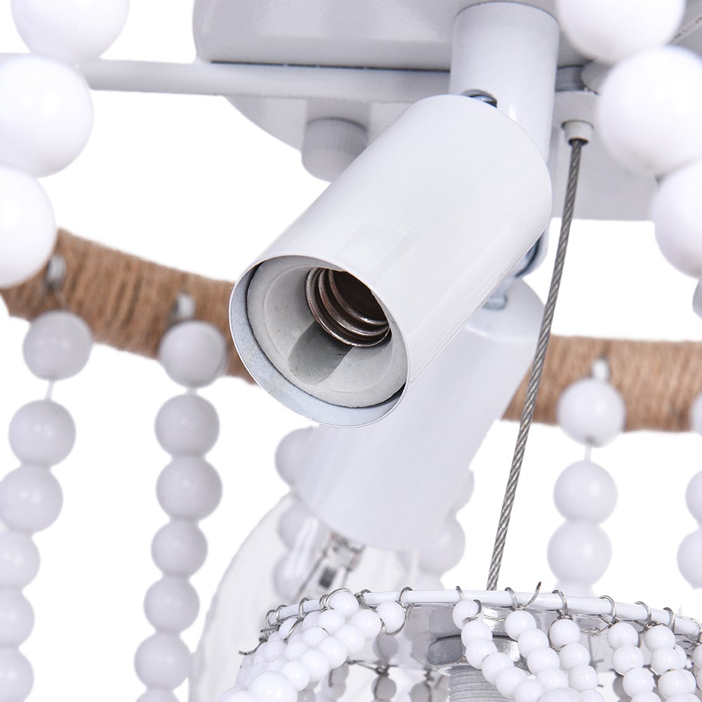 Bohemian White Bead Flush Mount