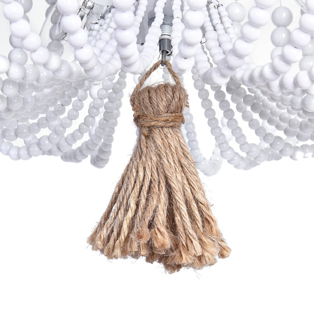 Bohemian White Bead Flush Mount