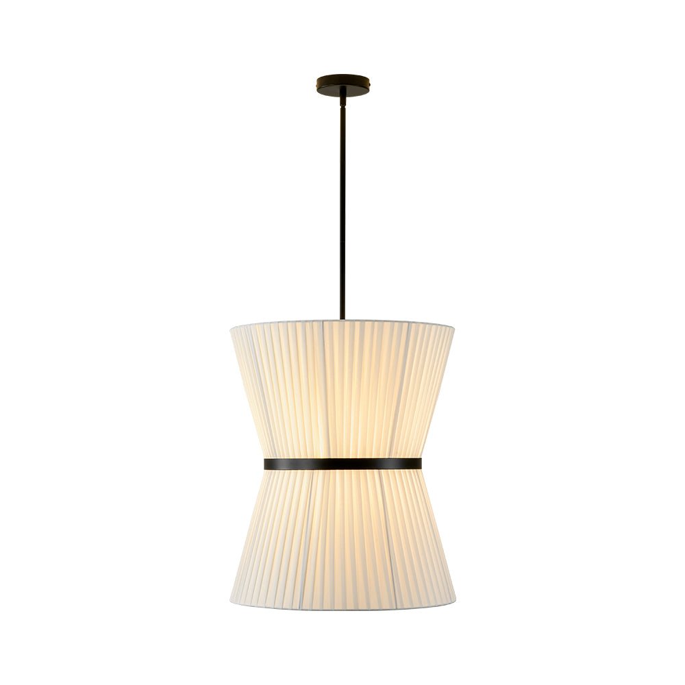 Boho 2-Tier White Fabric Tapered Drum Pendant Light