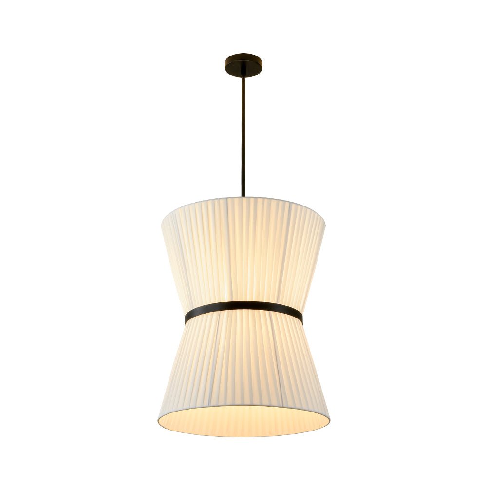 Boho 2-Tier White Fabric Tapered Drum Pendant Light
