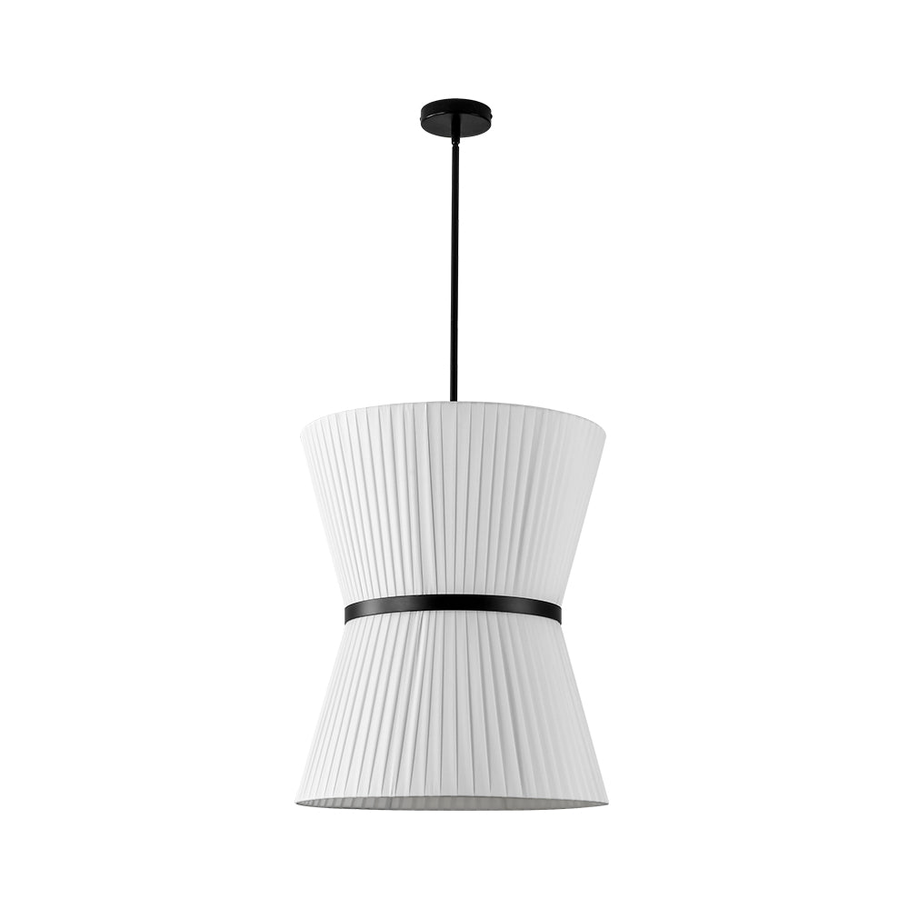 Boho 2-Tier White Fabric Tapered Drum Pendant Light