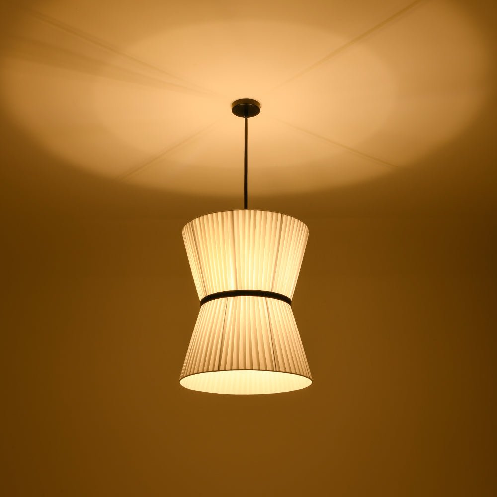 Boho 2-Tier White Fabric Tapered Drum Pendant Light