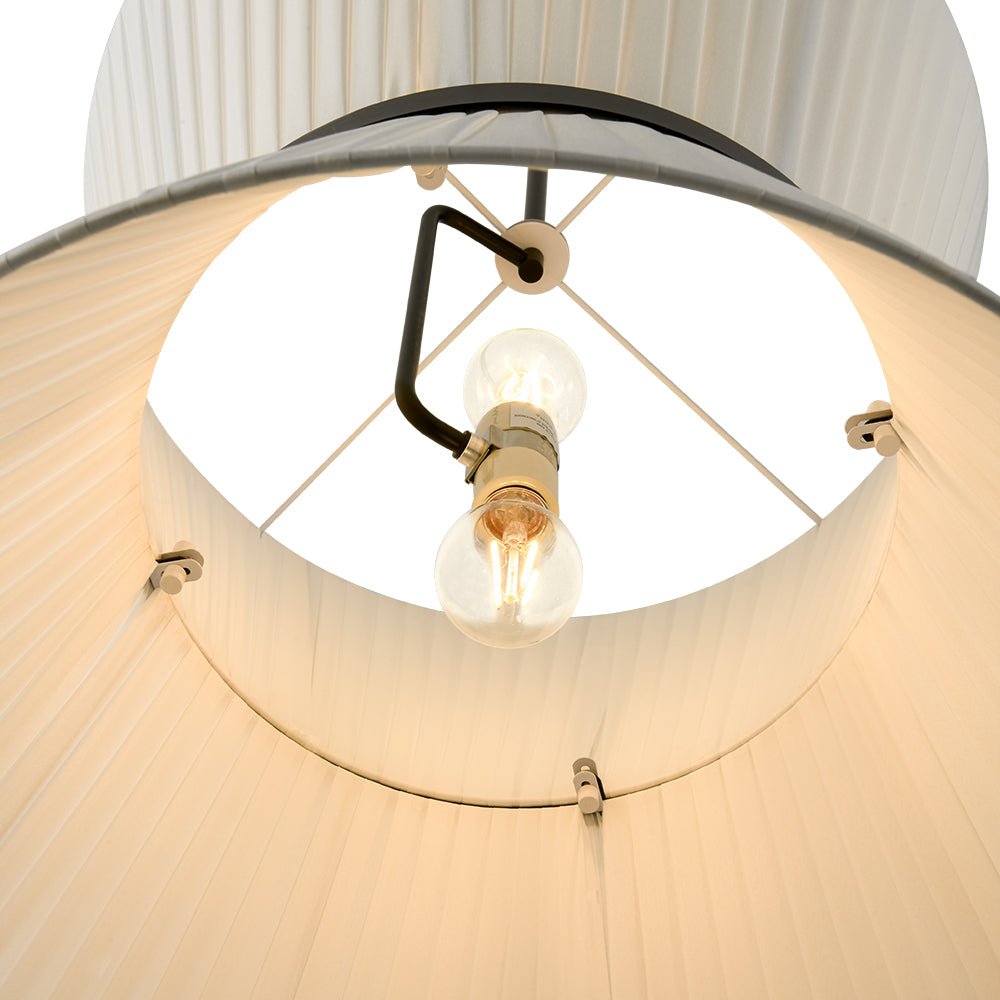 Boho 2-Tier White Fabric Tapered Drum Pendant Light