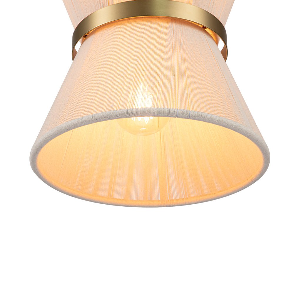 Boho 2-Tier Woven Thread Tapered Drum Pendant Light