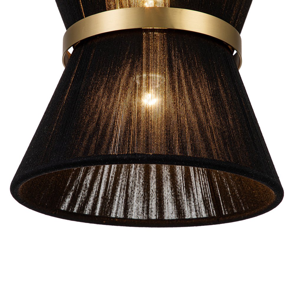 Boho 2-Tier Woven Thread Tapered Drum Pendant Light