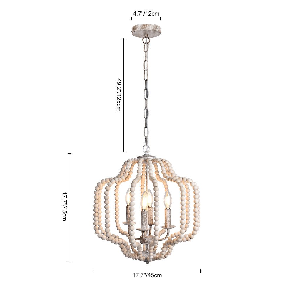 Boho 4-Light Wood Beaded Lantern Pendant