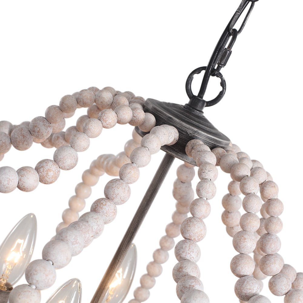 Boho 4-Light Wood Beaded Lantern Pendant