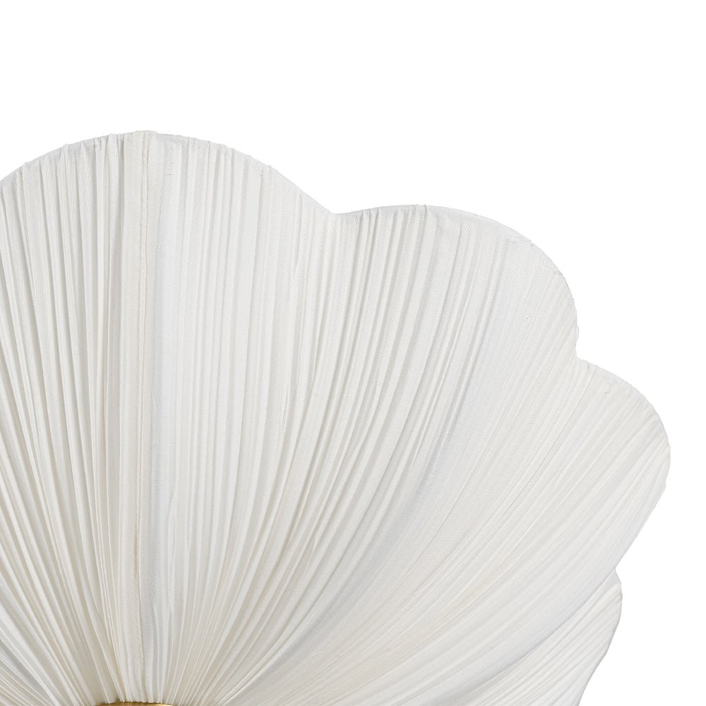 Boho Pleated Flower White Fabric Semi Flush Mount