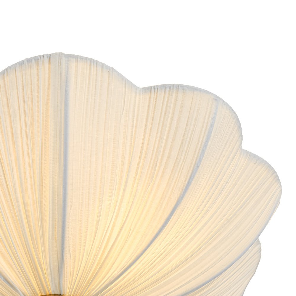 Boho Pleated Flower White Fabric Semi Flush Mount