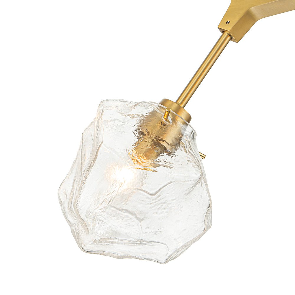 Brass 10-Light Branch Frozen Glass Ice Style Island Pendant