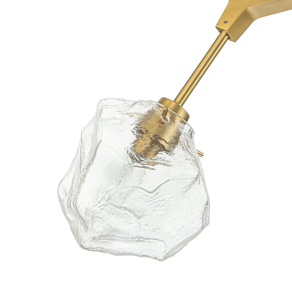 Brass 10-Light Branch Frozen Glass Ice Style Island Pendant