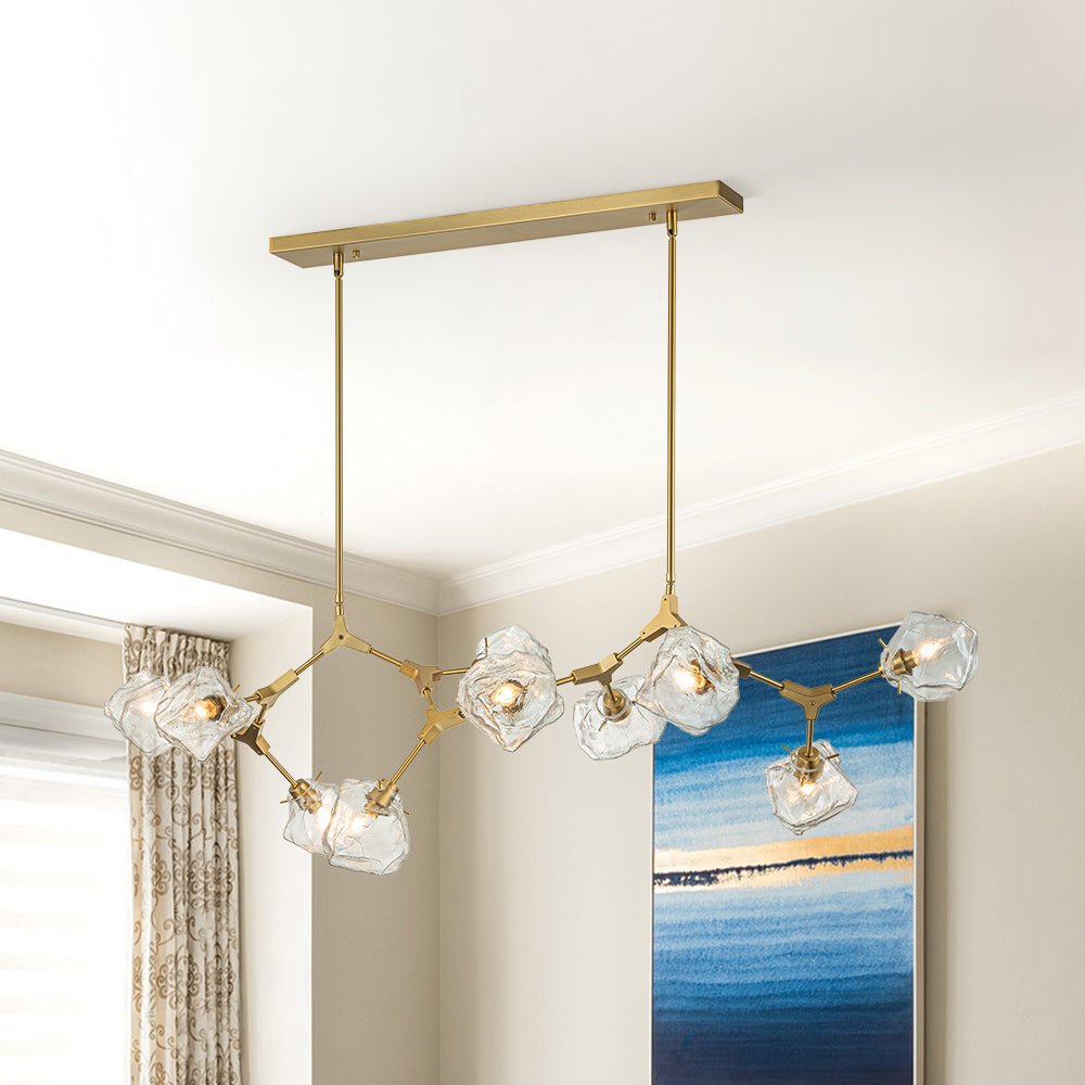 (OpenBox) Brass 10-Light Branch Frozen Glass Ice Style Island Pendant