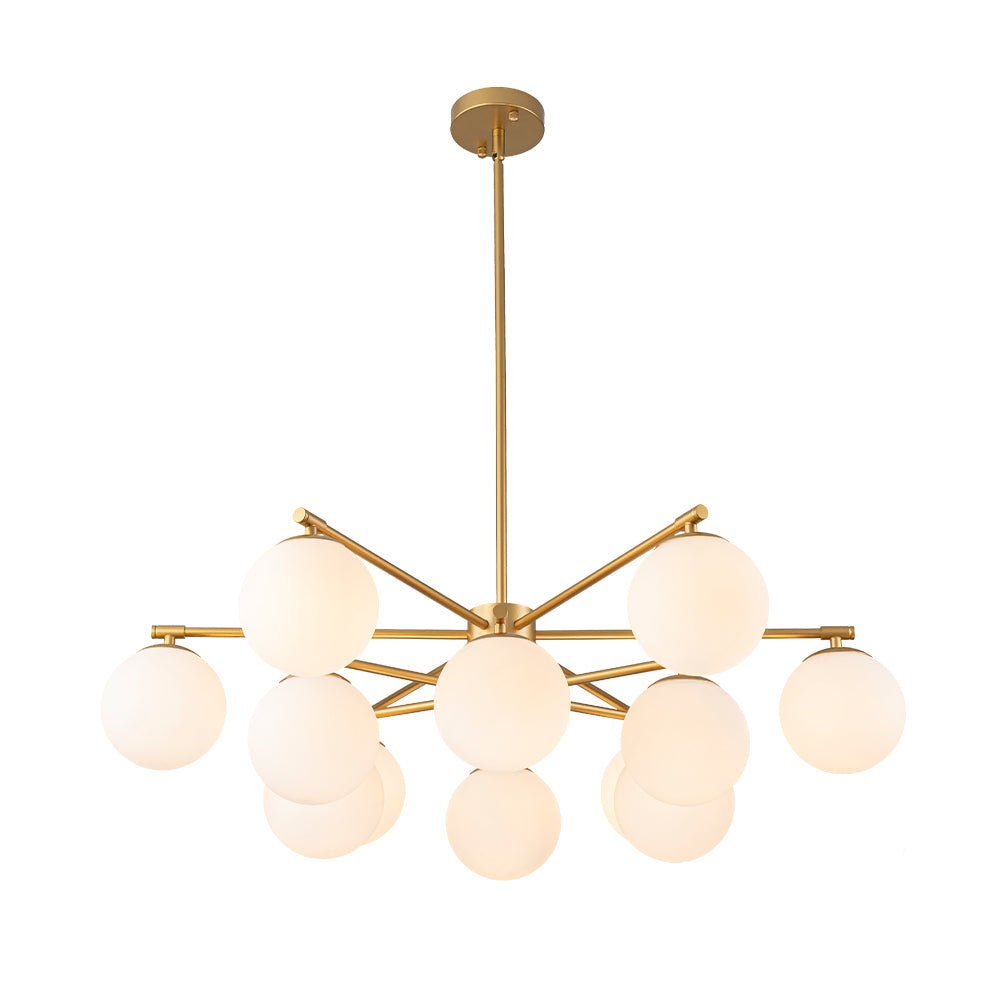 Brass 2-Tier Sputnik Frosted Glass Bubble Pendant Chandelier