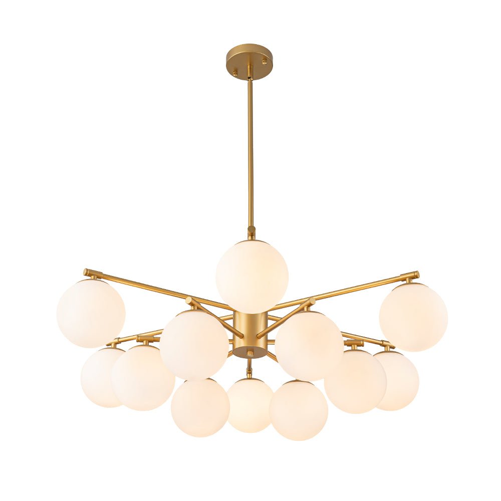 Brass 2-Tier Sputnik Frosted Glass Bubble Pendant Chandelier