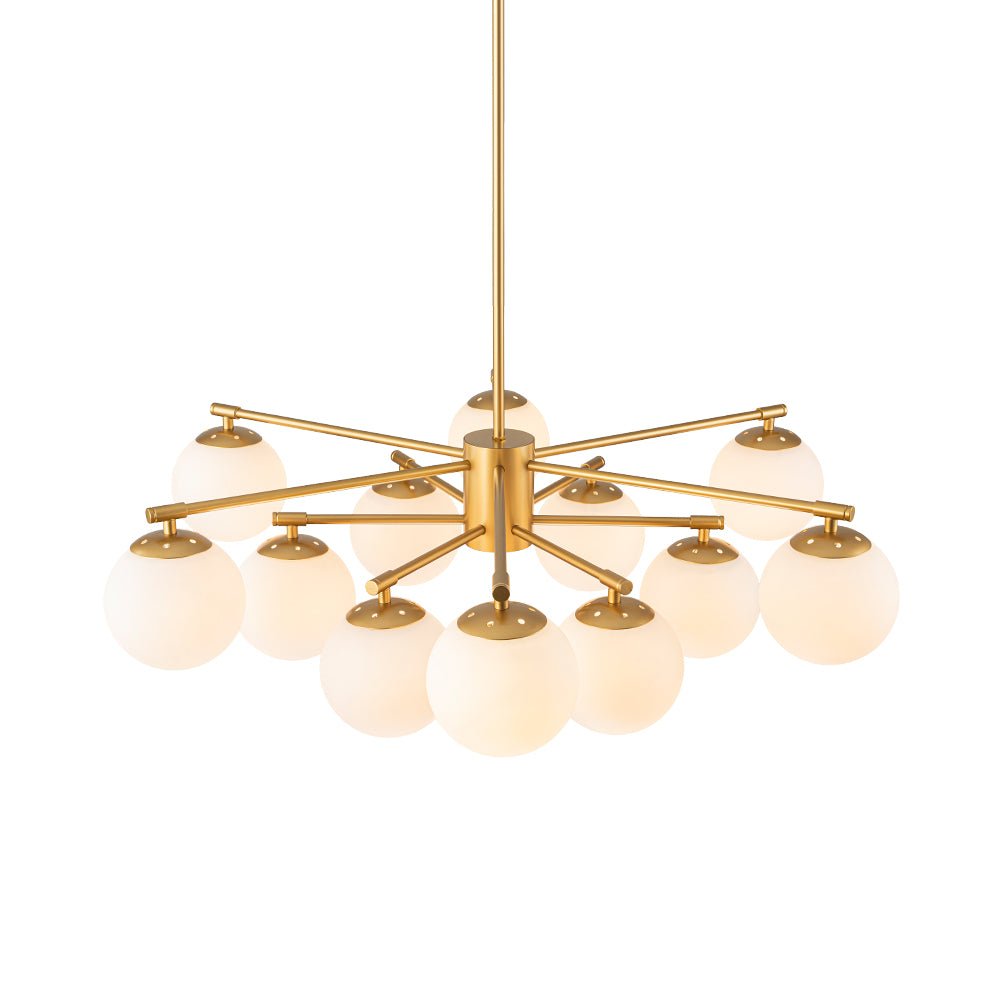 Brass 2-Tier Sputnik Frosted Glass Bubble Pendant Chandelier