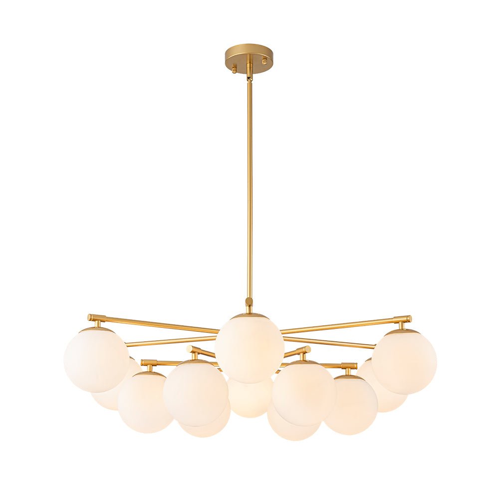 Brass 2-Tier Sputnik Frosted Glass Bubble Pendant Chandelier