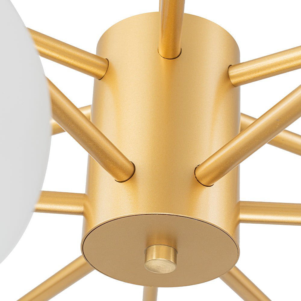 Brass 2-Tier Sputnik Frosted Glass Bubble Pendant Chandelier