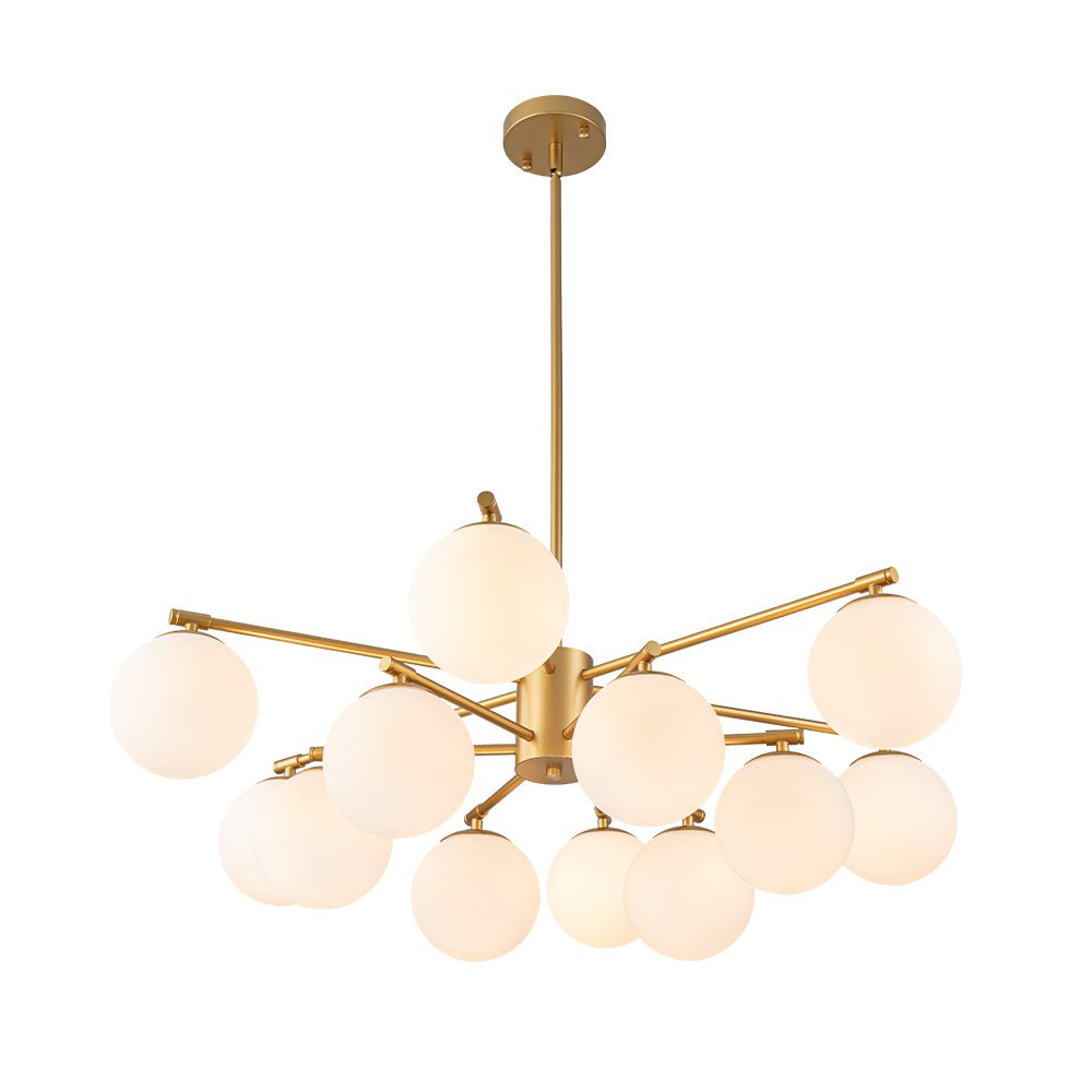 Brass 2-Tier Sputnik Frosted Glass Bubble Pendant Chandelier