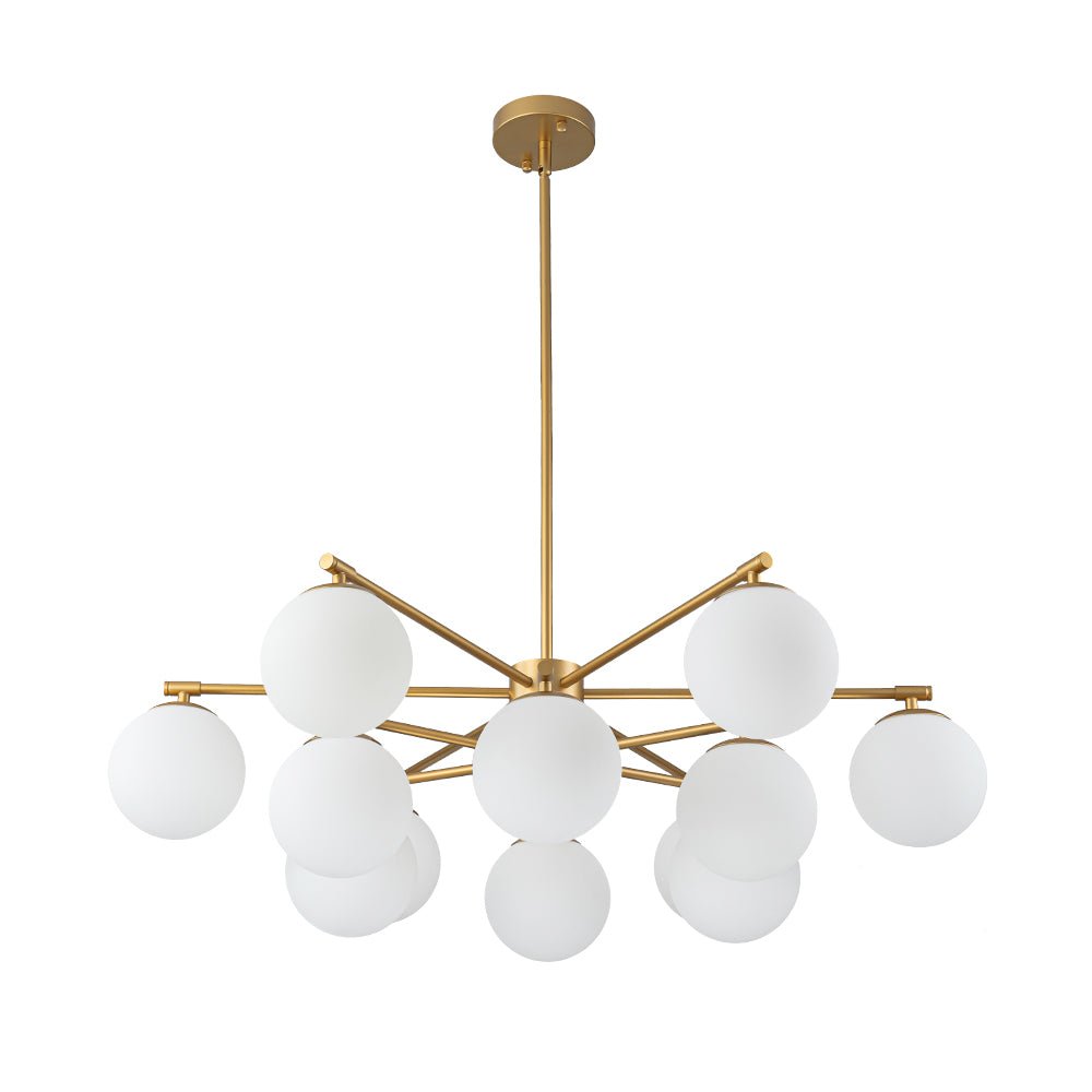 Brass 2-Tier Sputnik Frosted Glass Bubble Pendant Chandelier