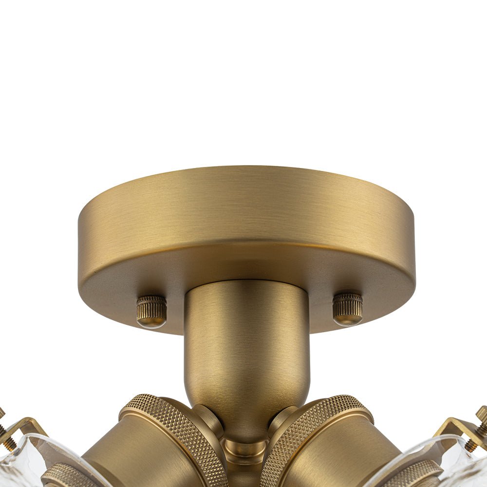 Brass 3-Light Clear Glass Glass Globe Ceiling Light