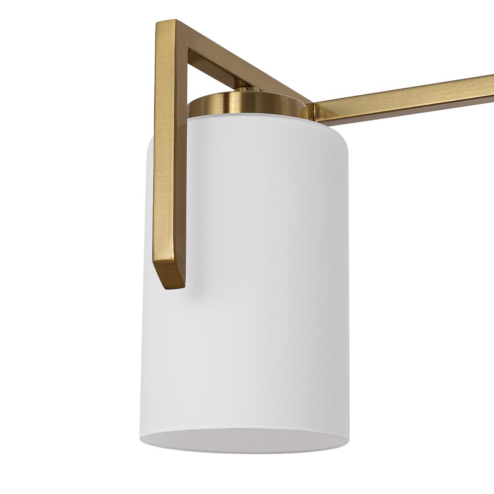 Brass 3-Light Frosted Glass Cylindrical Shade Vanity Wall Sconce