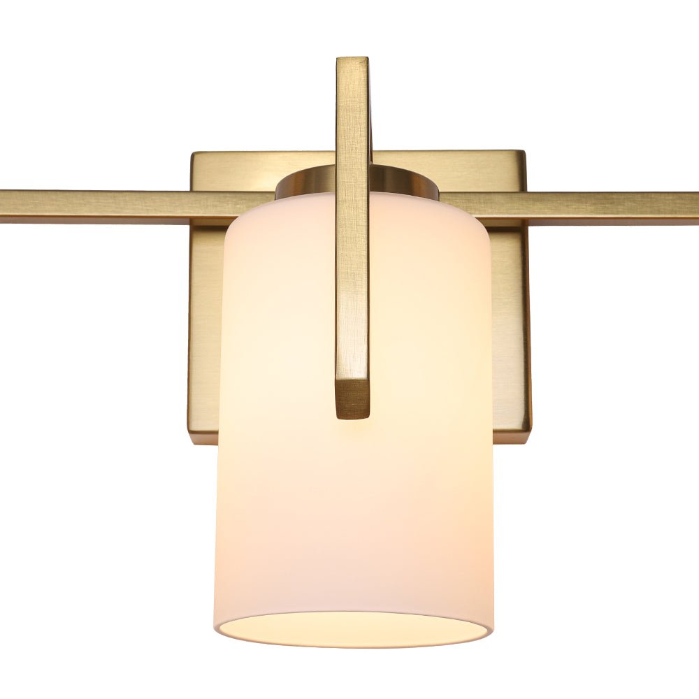 Brass 3-Light Frosted Glass Cylindrical Shade Vanity Wall Sconce