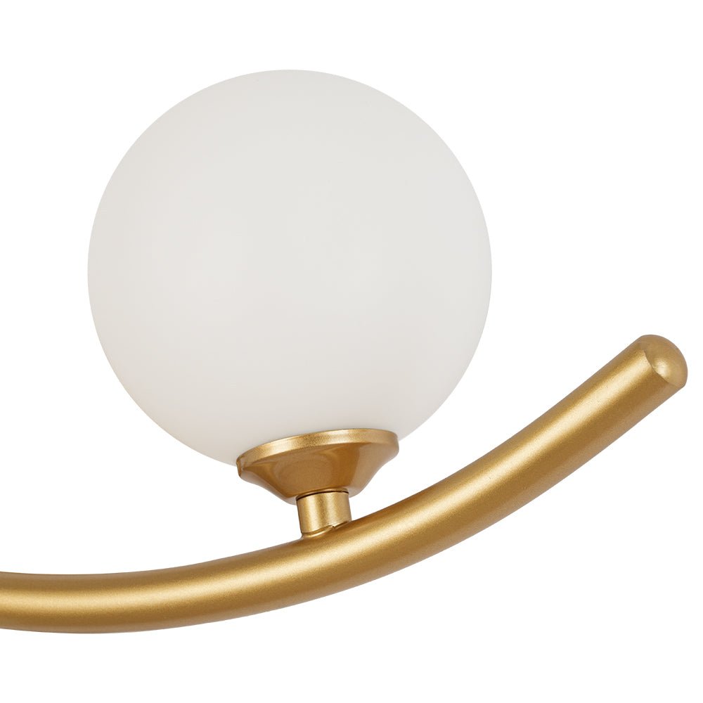 Brass 3-Light Frosted Glass Globe Semi Flush Wall Lamp