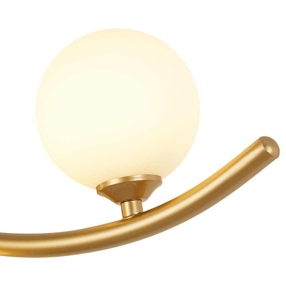 Brass 3-Light Frosted Glass Globe Semi Flush Wall Lamp