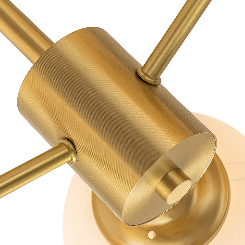 Brass 3-Light Opal Glass Globe Semi Flush Mount