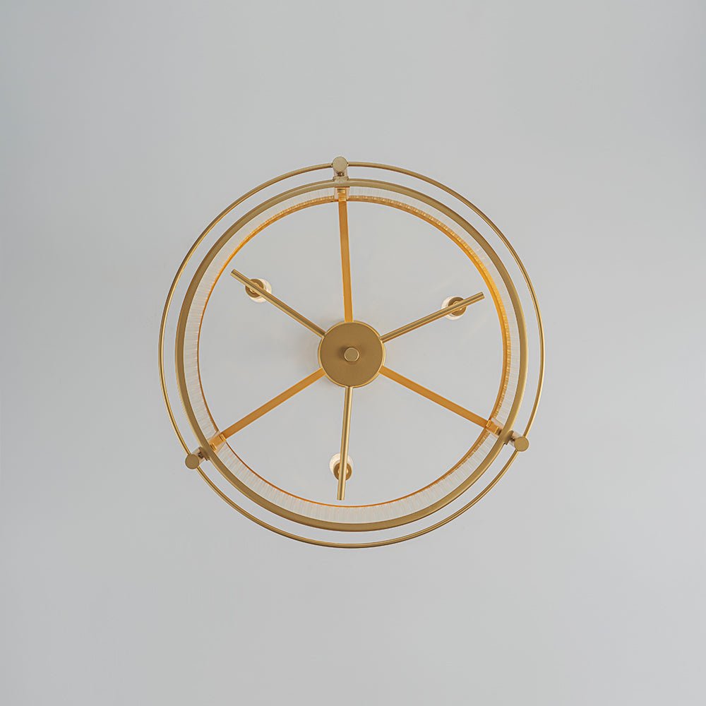 Brass 3-Light Ribbed Glass Drum Lantern Pendant Light