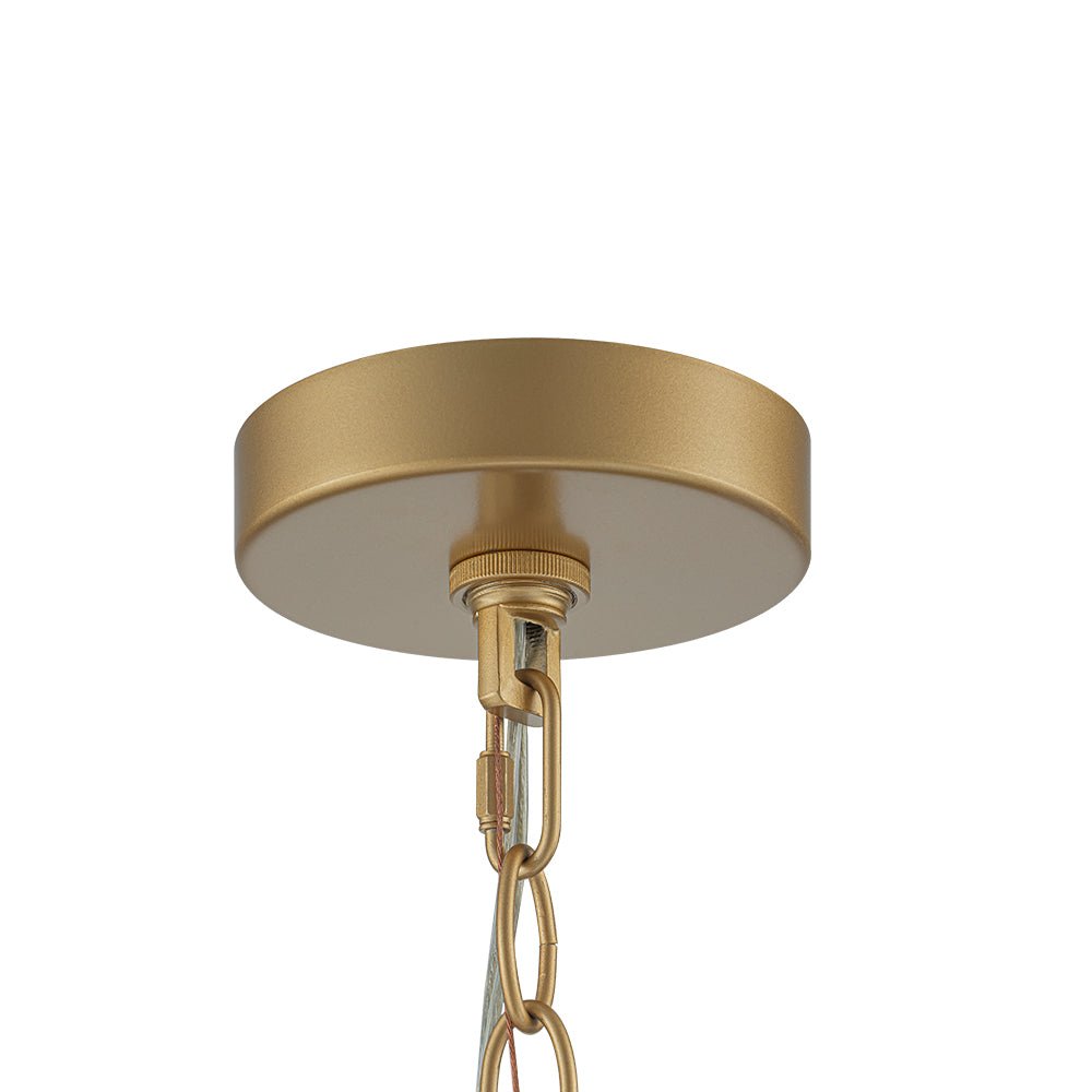 Brass 3-Light Ribbed Glass Drum Lantern Pendant Light