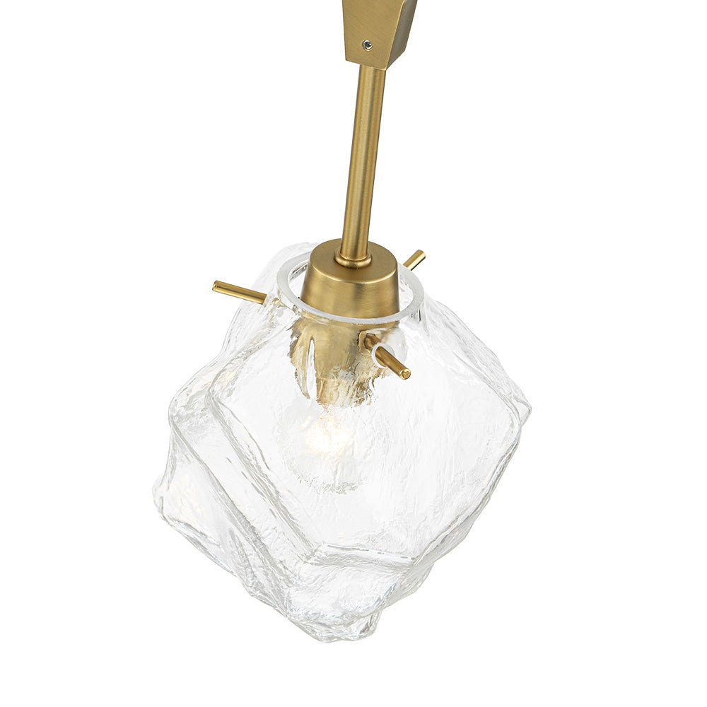 Brass 8-Light Organic Branch Frozen Glass Ice Style Chandelier