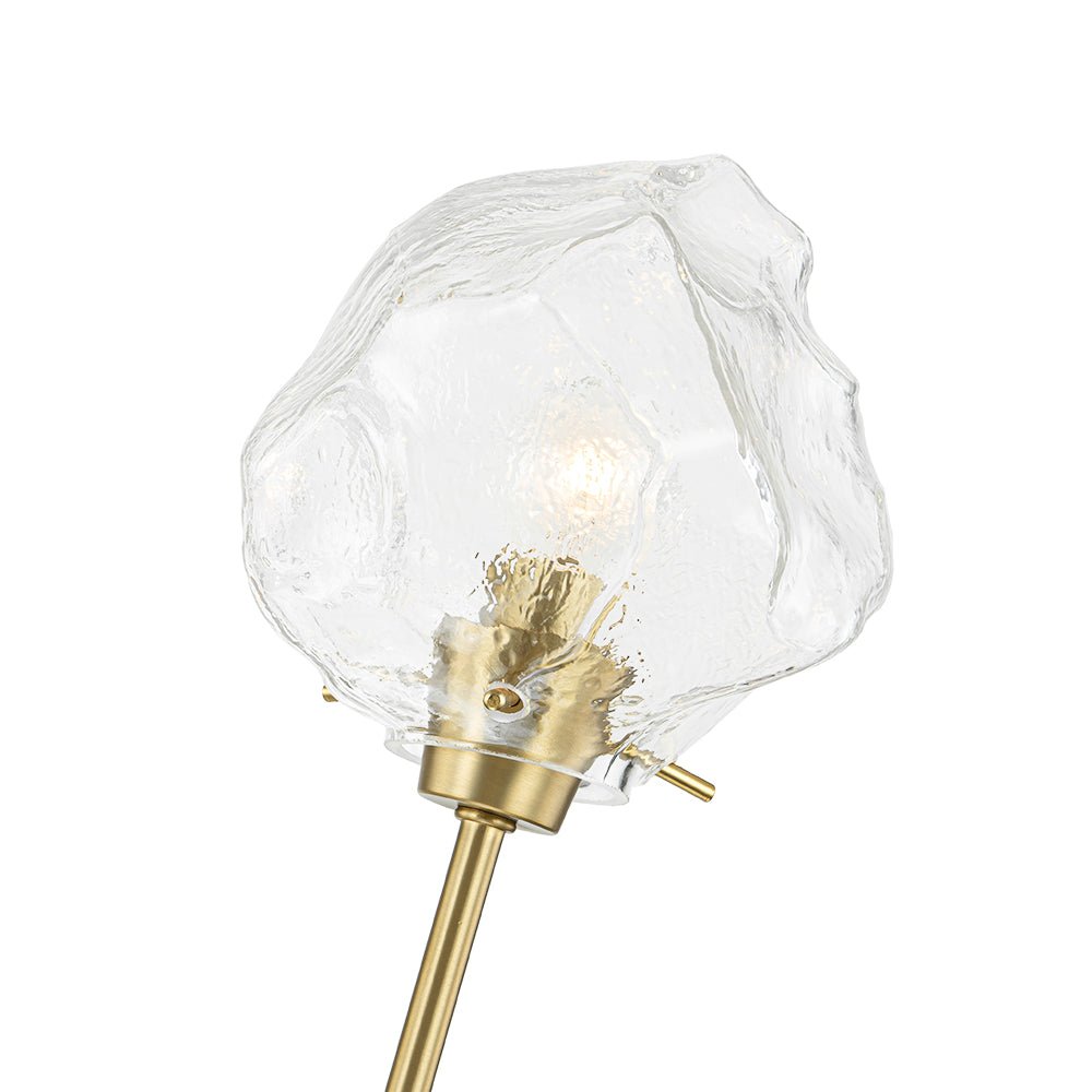 Brass 8-Light Organic Branch Frozen Glass Ice Style Chandelier