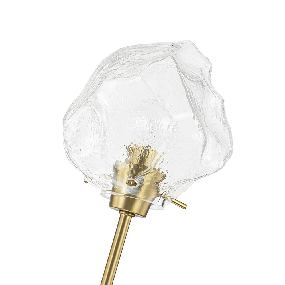 Brass 8-Light Organic Branch Frozen Glass Ice Style Chandelier