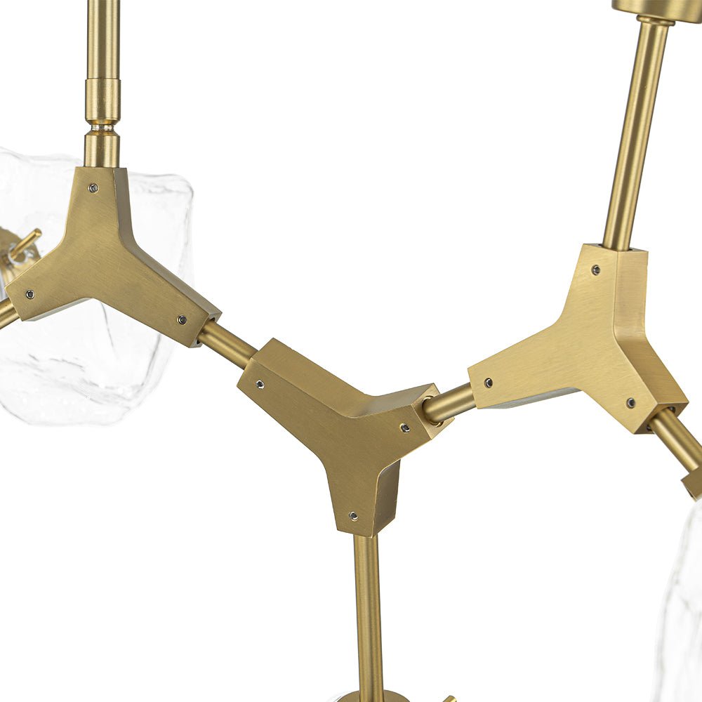 Brass 8-Light Organic Branch Frozen Glass Ice Style Chandelier